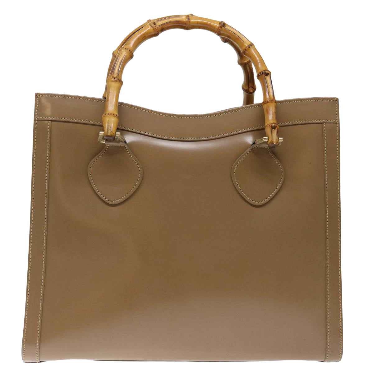 GUCCI Bamboo Diamante Diana Hand Bag Patent leather Beige ki4343
