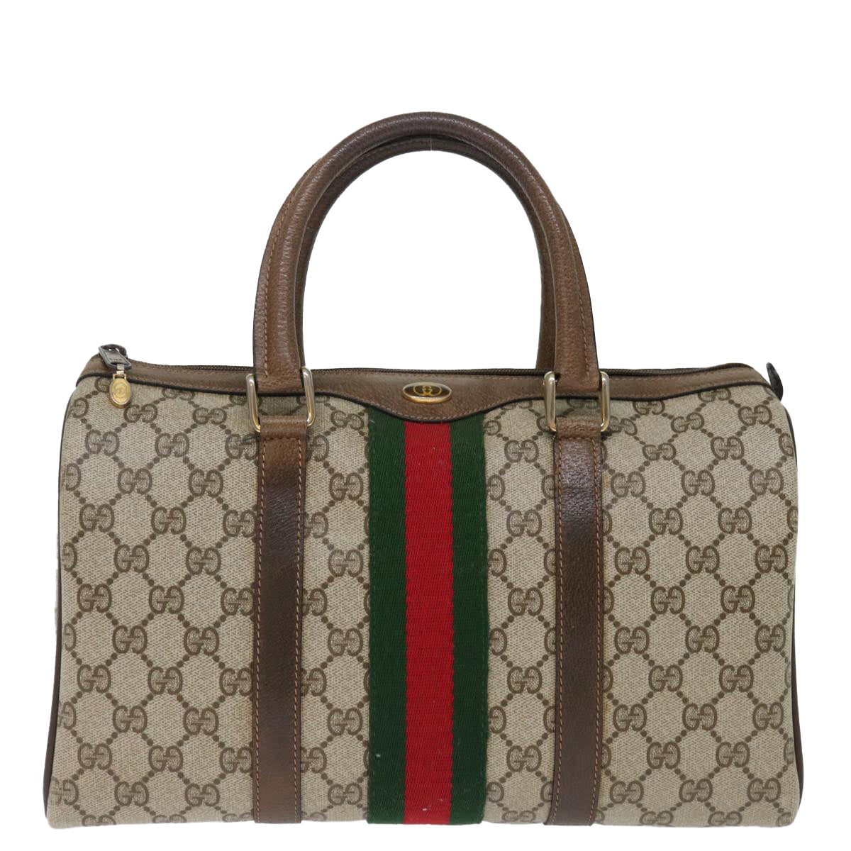 GUCCI GG Supreme Web Sherry Line Boston Bag PVC Beige Red 40 02 007 ki4347