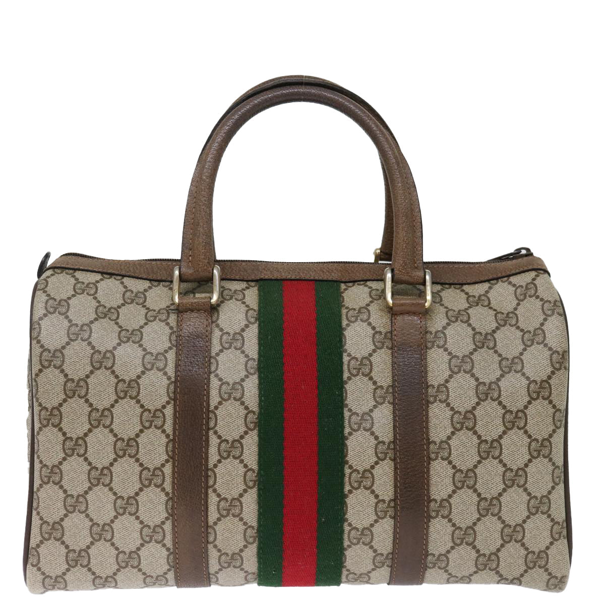 GUCCI GG Supreme Web Sherry Line Boston Bag PVC Beige Red 40 02 007 ki4347