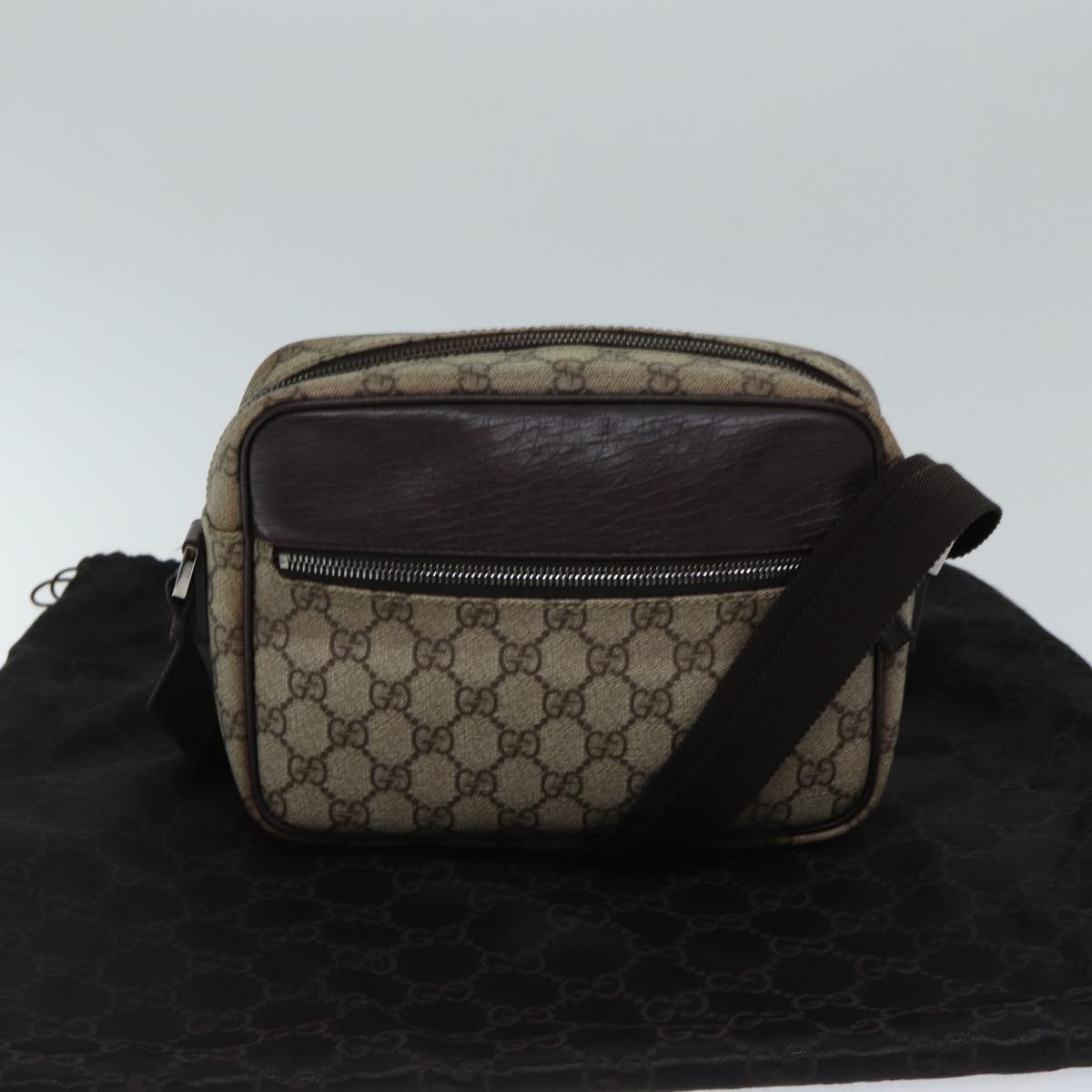 GUCCI GG Supreme Shoulder Bag PVC Beige 114291 ki4360
