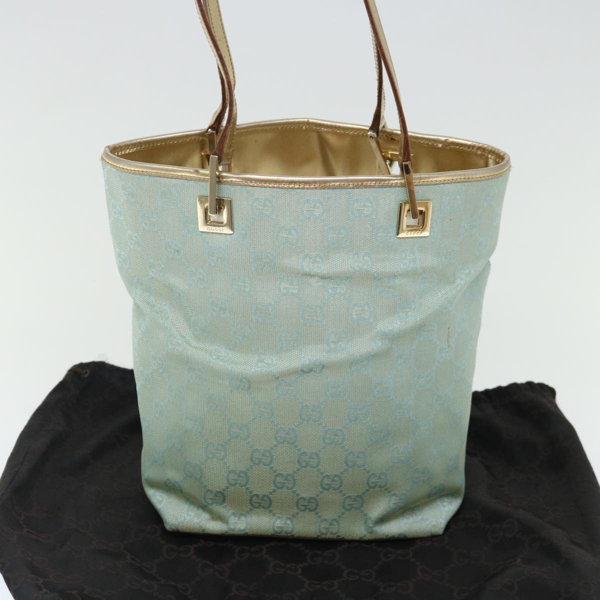 GUCCI GG Canvas Tote Bag Light Blue 002 1099 ki4373