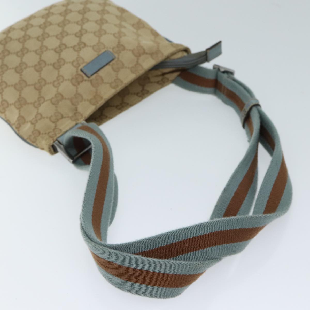 GUCCI GG Canvas Sherry Line Shoulder Bag Light Blue Brown 146309 ki4375