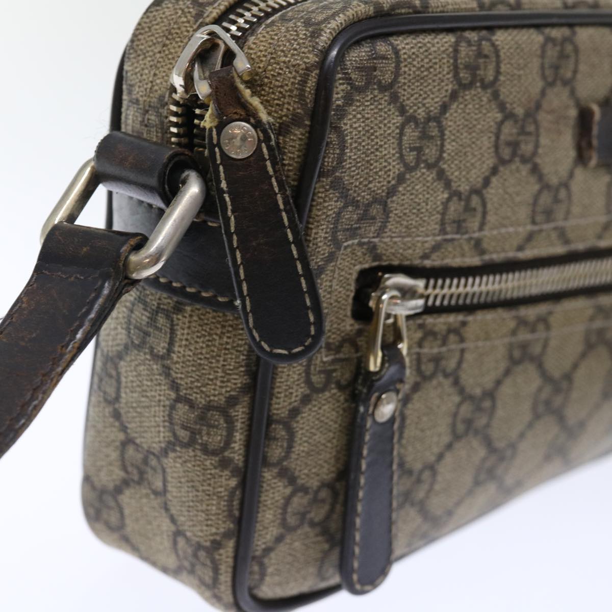 GUCCI GG Supreme Shoulder Bag PVC Beige 201447 ki4395
