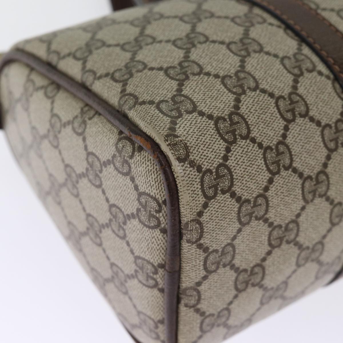 GUCCI GG Supreme Web Sherry Line Boston Bag PVC Beige Red Green ki4475