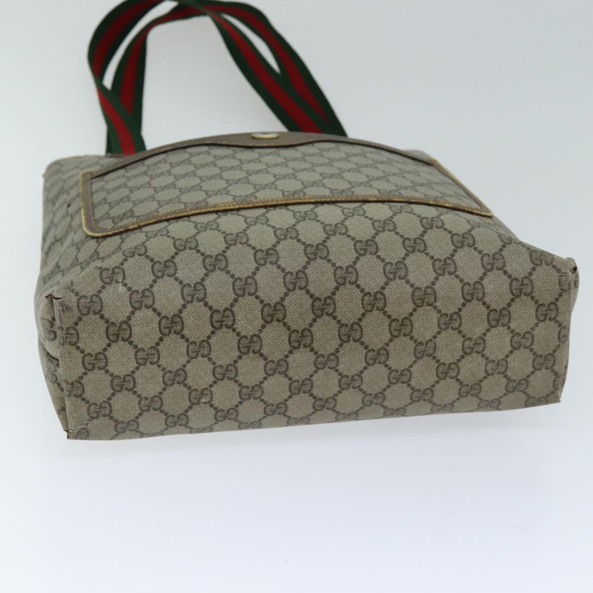 GUCCI GG Supreme Web Sherry Line Tote Bag PCVLeather Beige 39 02 003 ki4477
