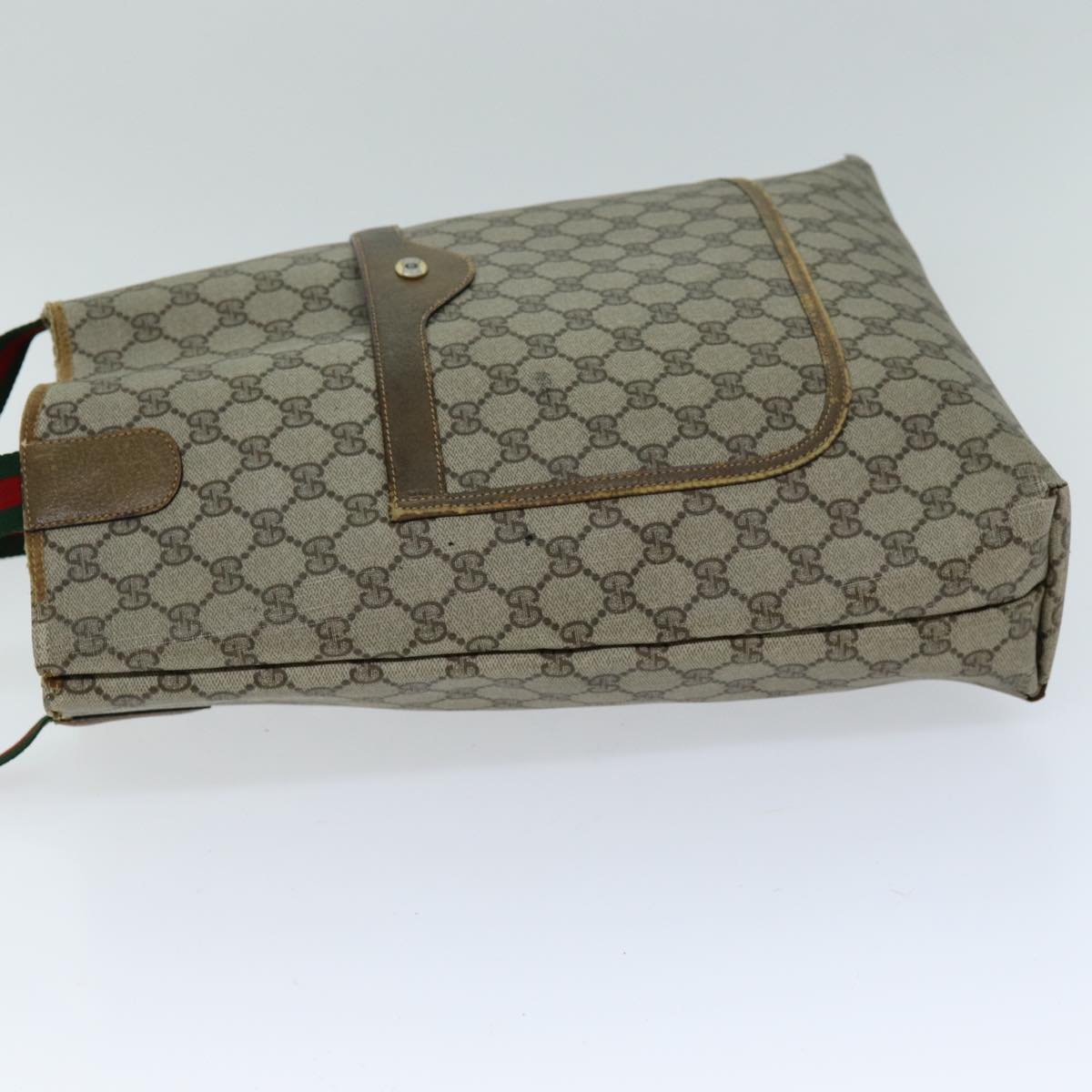 GUCCI GG Supreme Web Sherry Line Tote Bag PCVLeather Beige 39 02 003 ki4477
