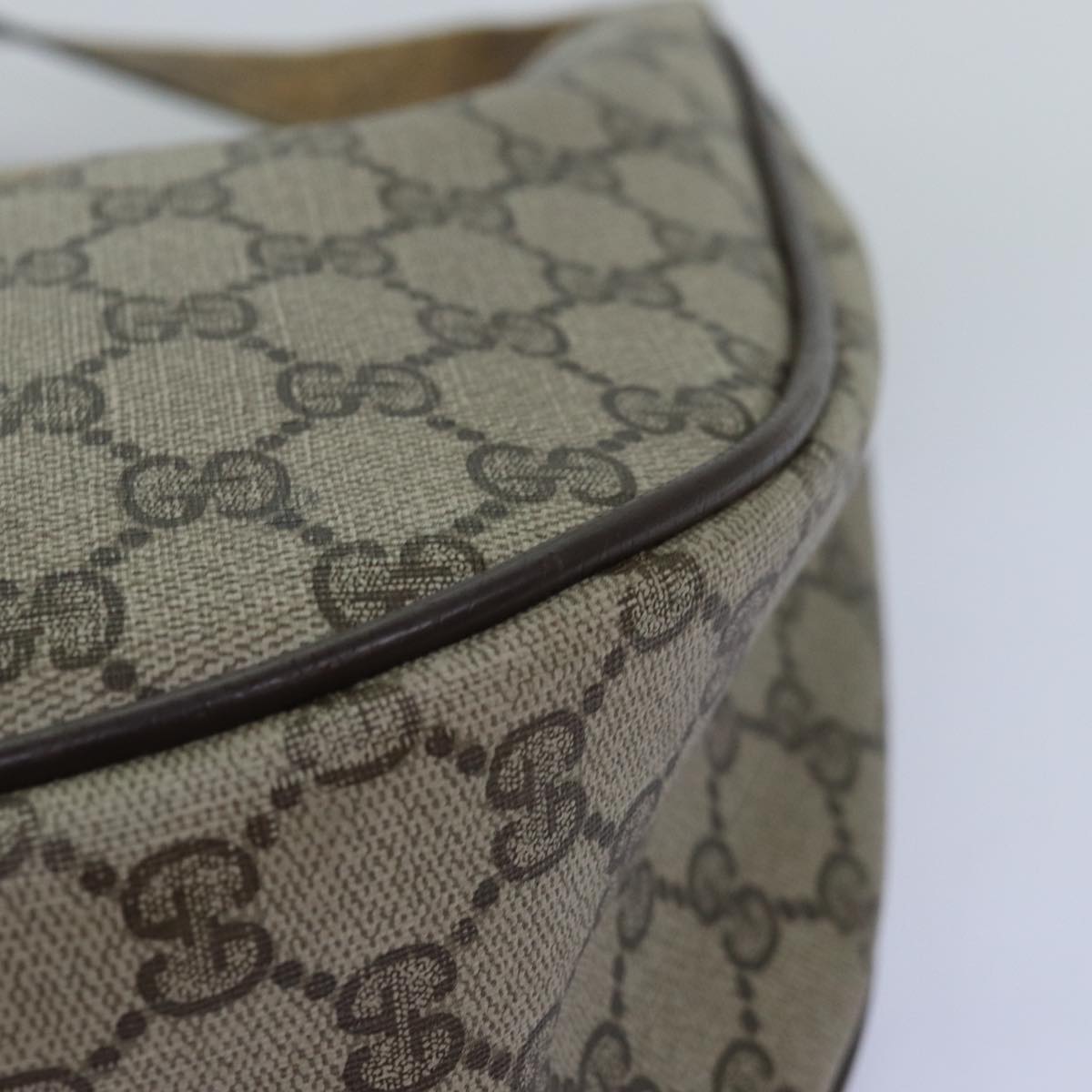 GUCCI GG Supreme Web Sherry Line Shoulder Bag PVC Leather Beige ki4490