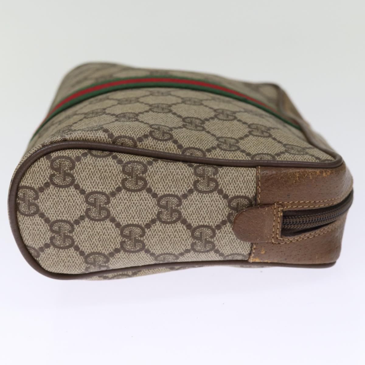 GUCCI GG Supreme Web Sherry Line Clutch Bag PVC Beige Red 89 01 012 ki4502