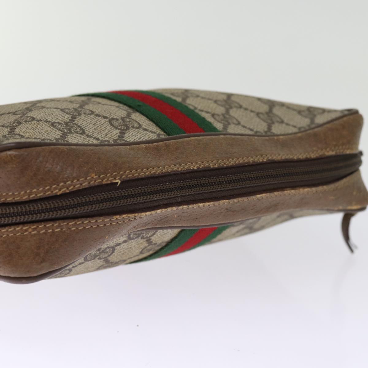 GUCCI GG Supreme Web Sherry Line Clutch Bag PVC Beige Red 89 01 012 ki4502