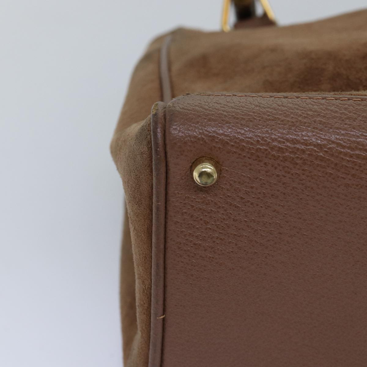 GUCCI Bamboo Diamante Hand Bag Suede Brown 000 123 0316 ki4507