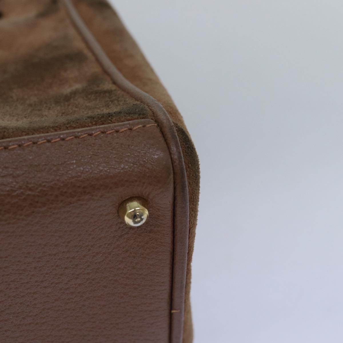 GUCCI Bamboo Diamante Hand Bag Suede Brown 000 123 0316 ki4507