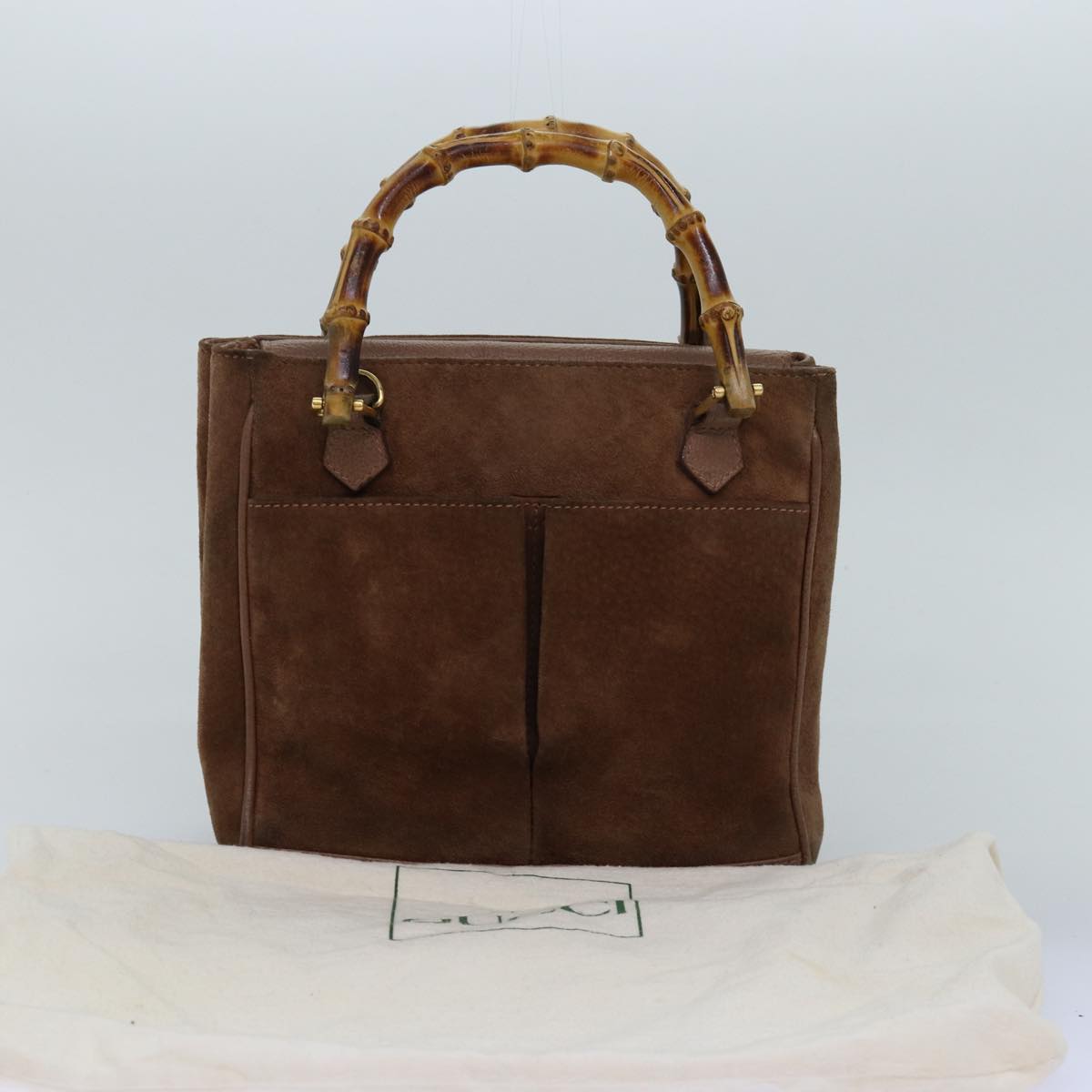 GUCCI Bamboo Diamante Hand Bag Suede Brown 000 123 0316 ki4507