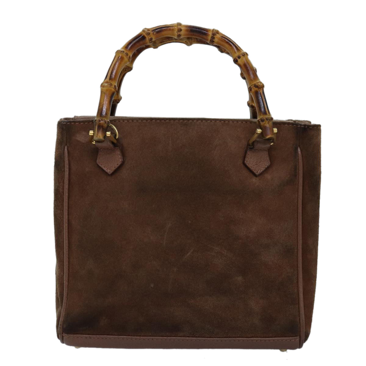 GUCCI Bamboo Diamante Hand Bag Suede Brown 000 123 0316 ki4507
