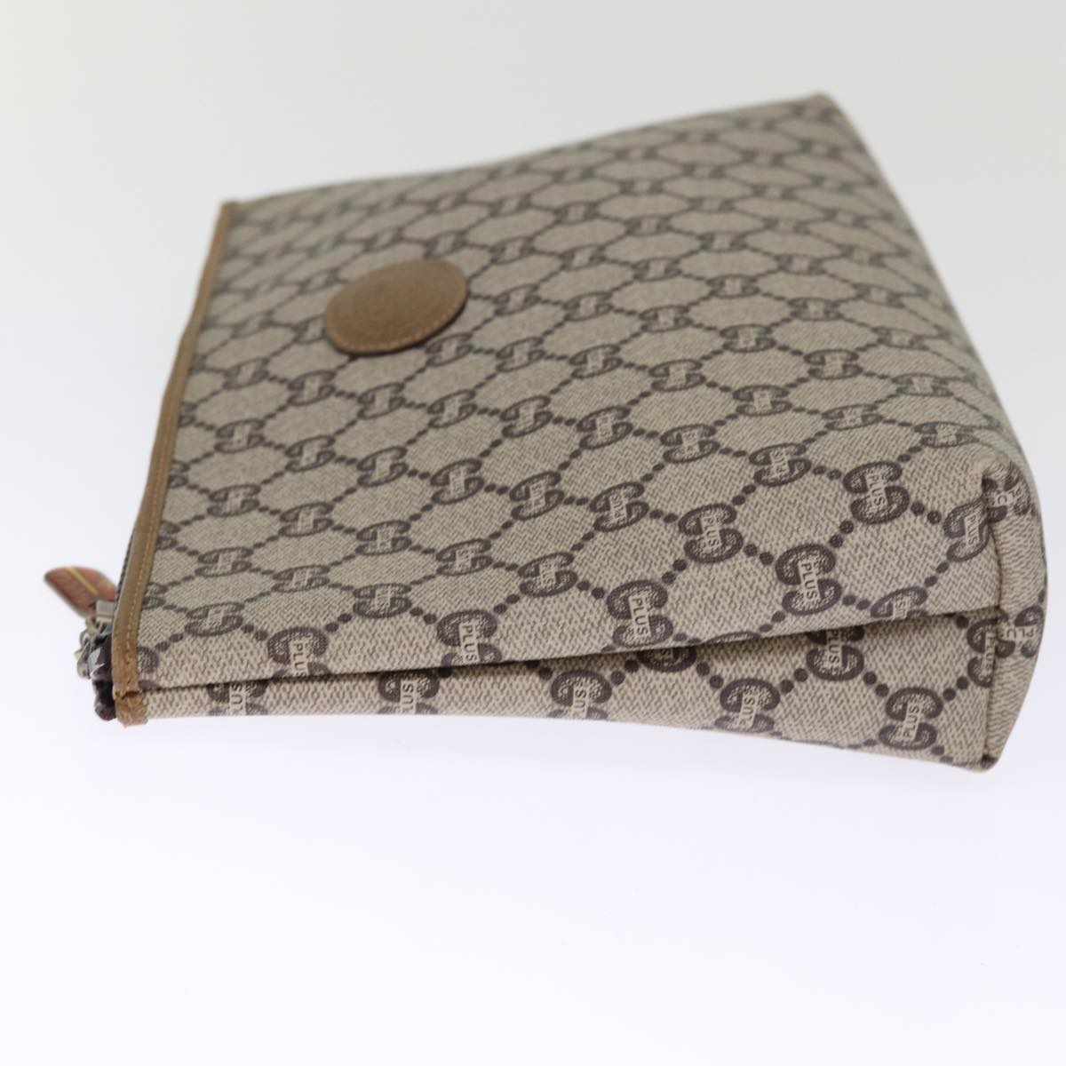 GUCCI GG Plus Supreme Clutch Bag PVC Beige ki4521