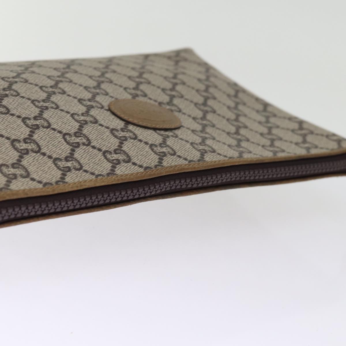GUCCI GG Plus Supreme Clutch Bag PVC Beige ki4521