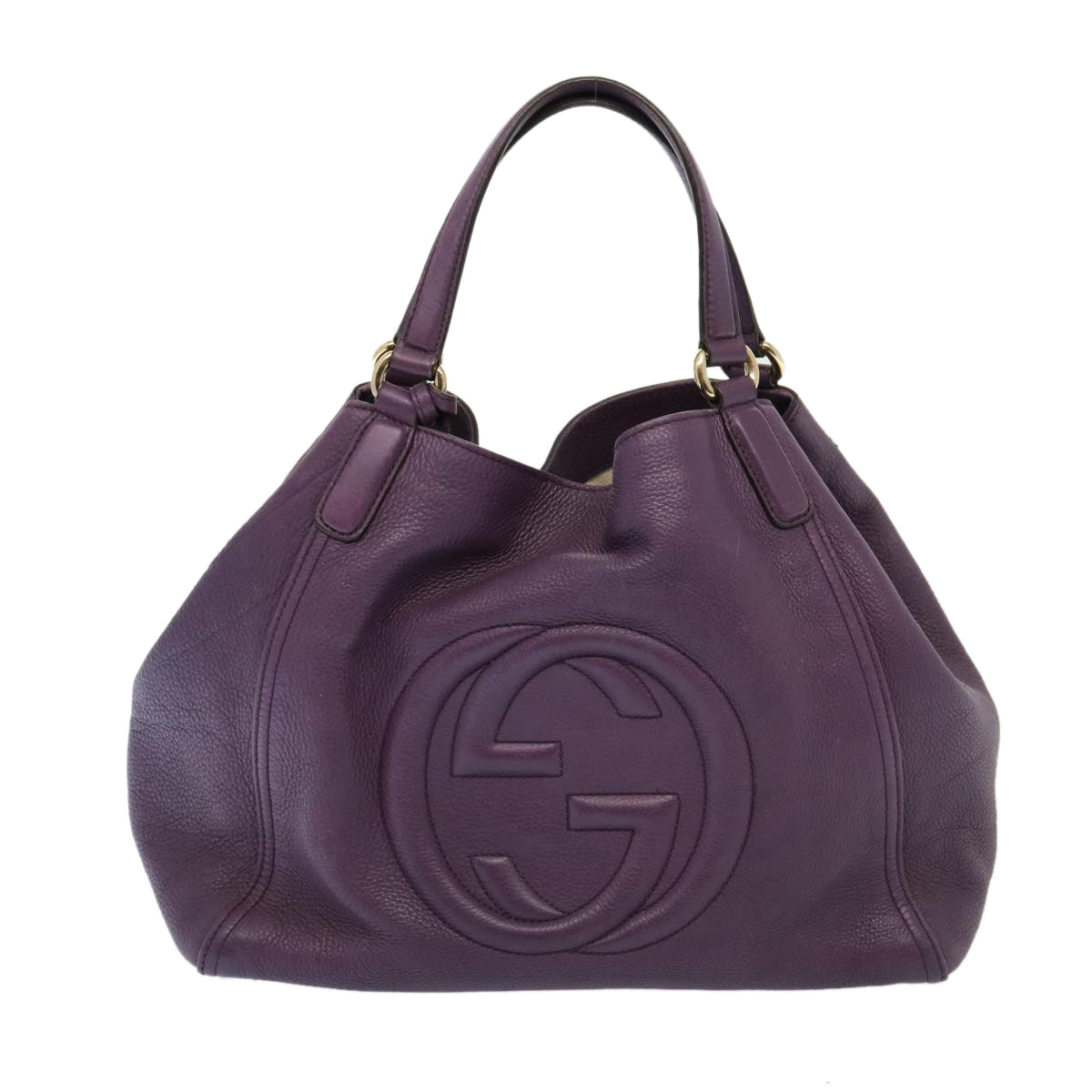GUCCI Soho Interlocking Fringe Tote Bag Leather Purple 282309 ki4558
