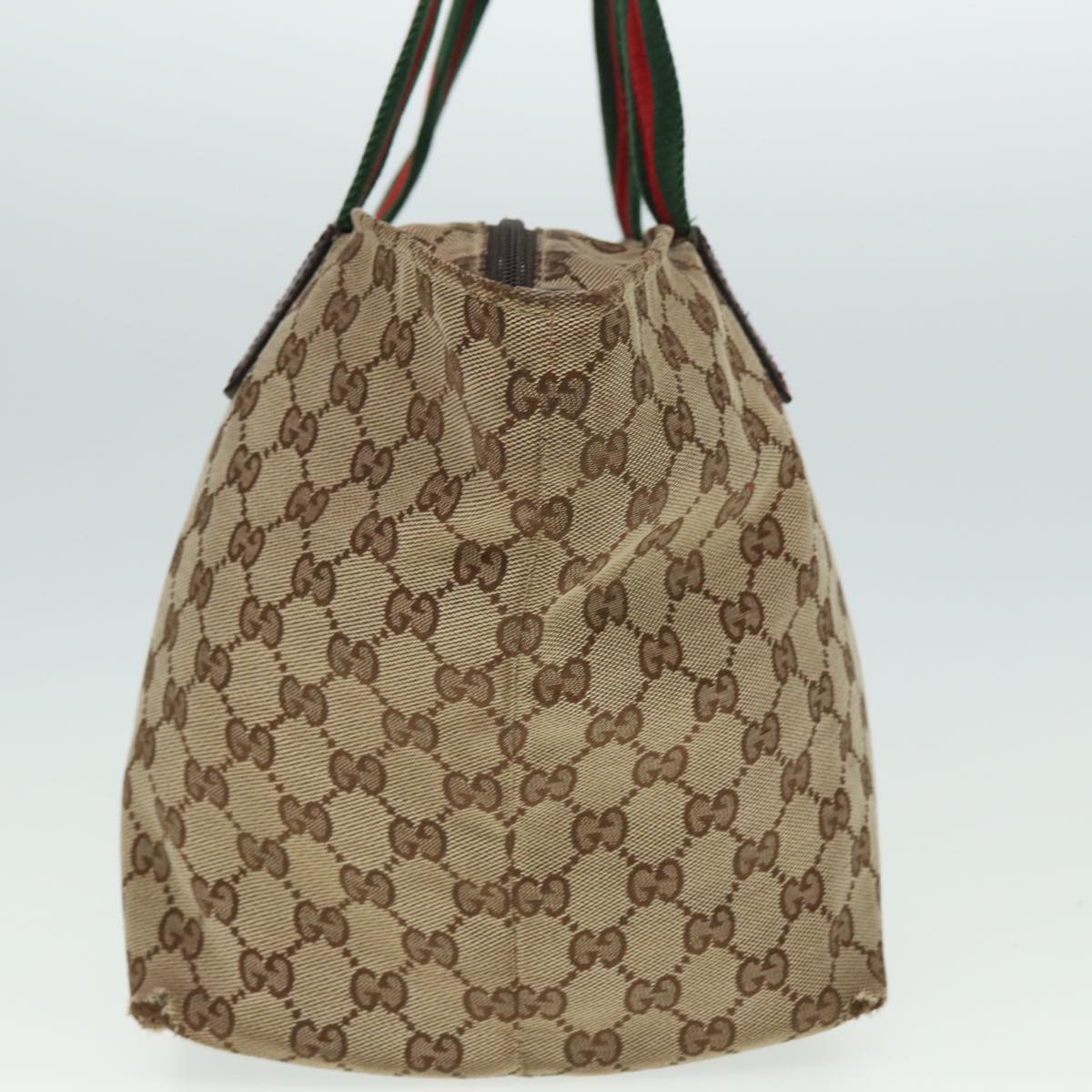 GUCCI GG Canvas Web Sherry Line Tote Bag Beige Red Green 131230 ki4581