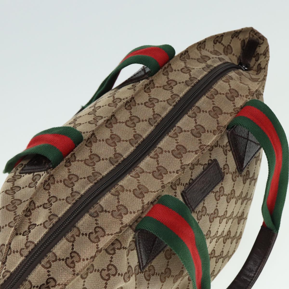 GUCCI GG Canvas Web Sherry Line Tote Bag Beige Red Green 131230 ki4581