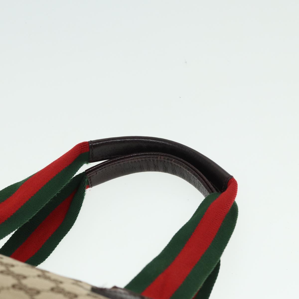 GUCCI GG Canvas Web Sherry Line Tote Bag Beige Red Green 131230 ki4581
