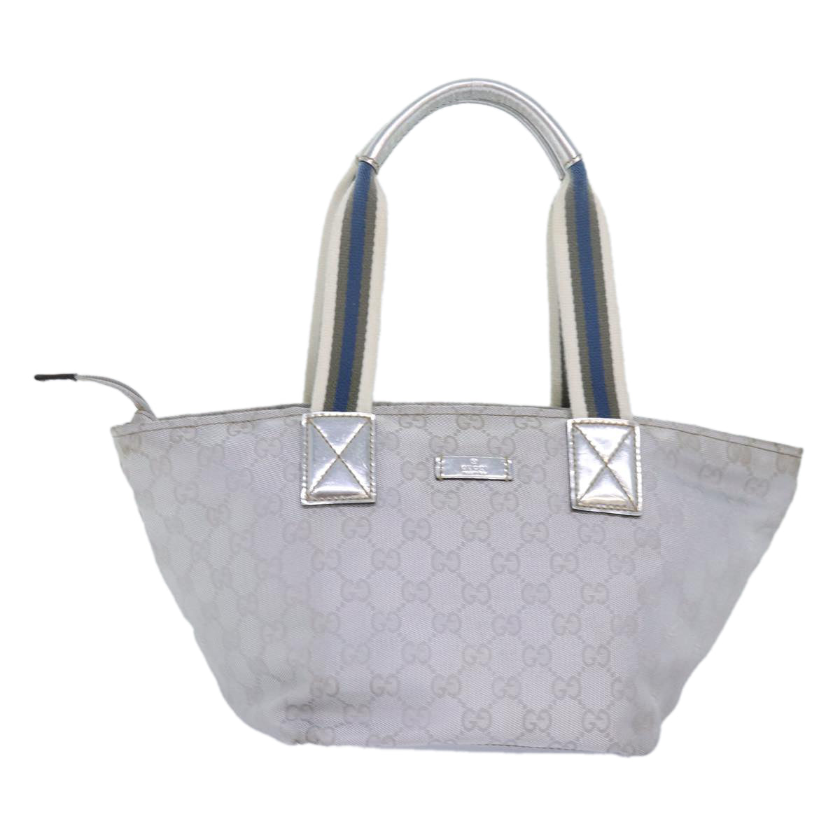 GUCCI GG Canvas Sherry Line Tote Bag Silver Gray 131228 ki4597