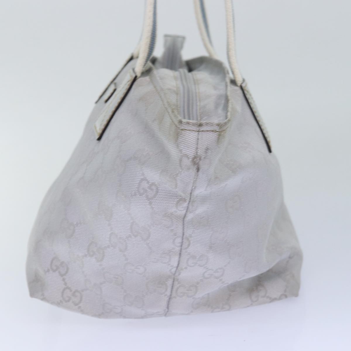 GUCCI GG Canvas Sherry Line Tote Bag Silver Gray 131228 ki4597