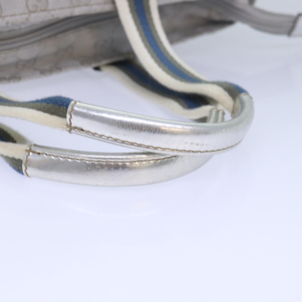 GUCCI GG Canvas Sherry Line Tote Bag Silver Gray 131228 ki4597