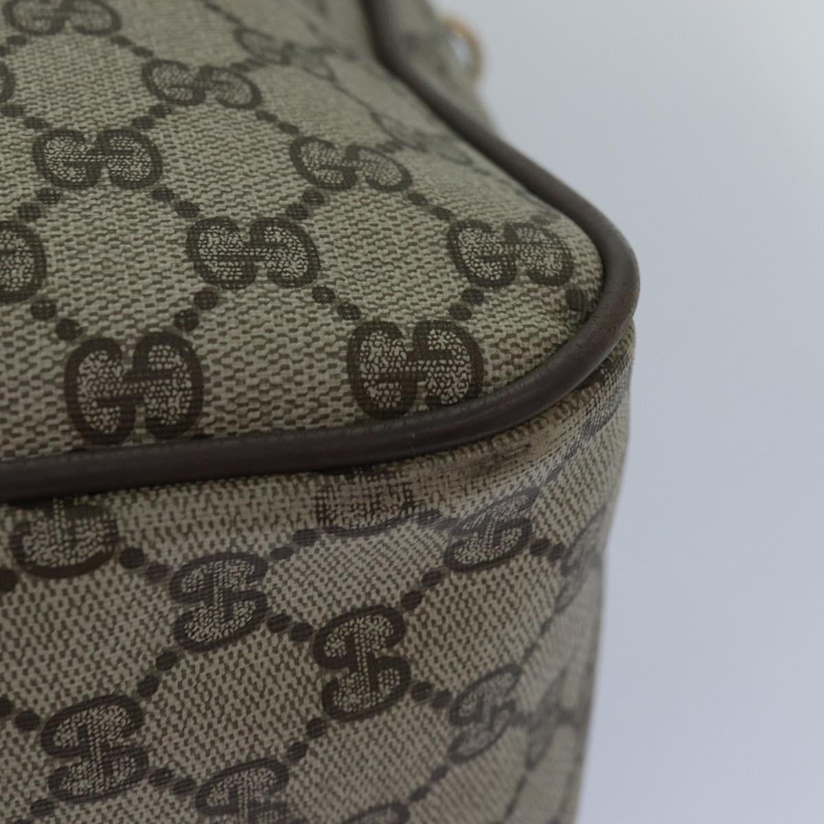 GUCCI GG Supreme Web Sherry Line Boston Bag PVC Leather Beige ki4633