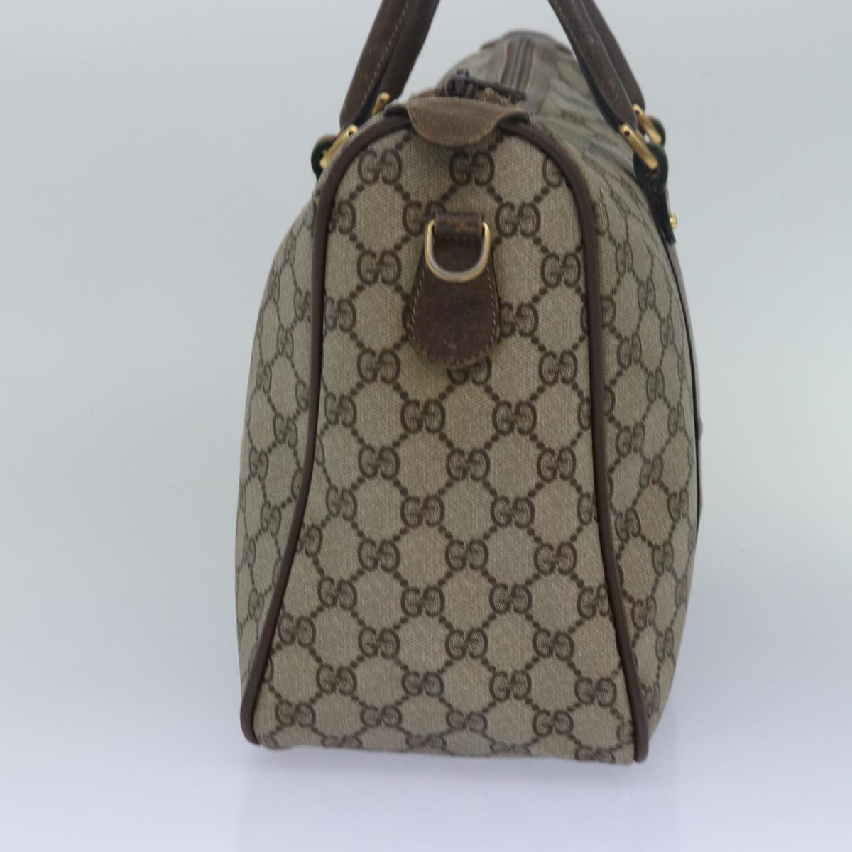GUCCI GG Supreme Web Sherry Line Boston Bag PVC Leather Beige ki4633