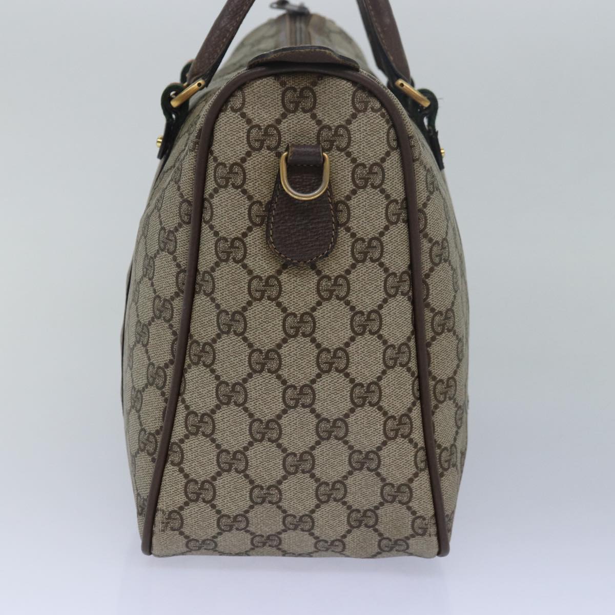GUCCI GG Supreme Web Sherry Line Boston Bag PVC Leather Beige ki4633