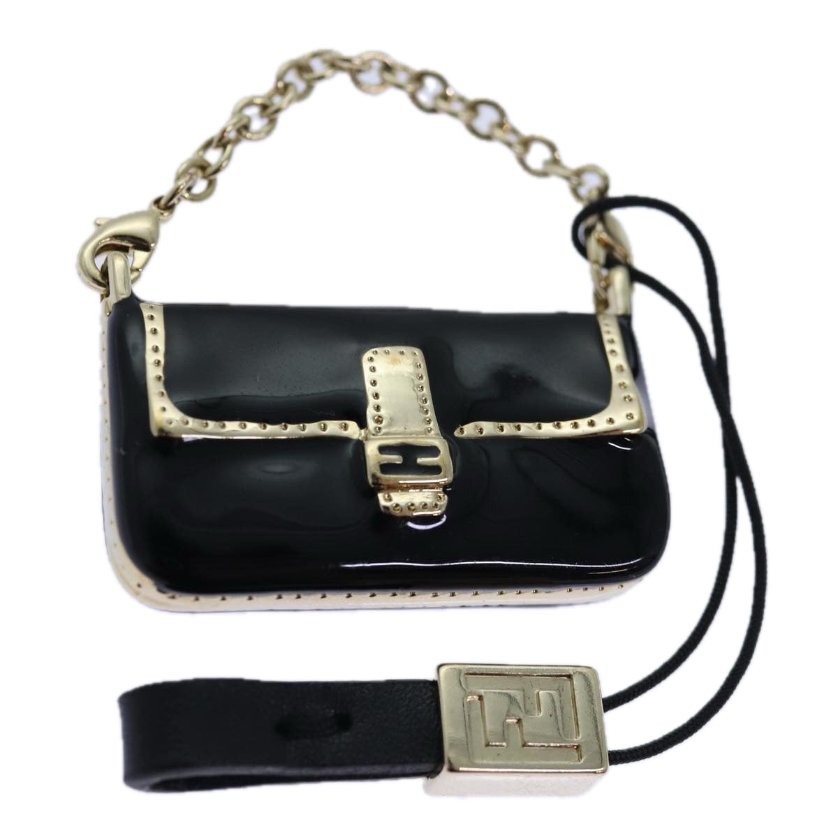 FENDI Mamma Baguette Motif Charm Black ki4706