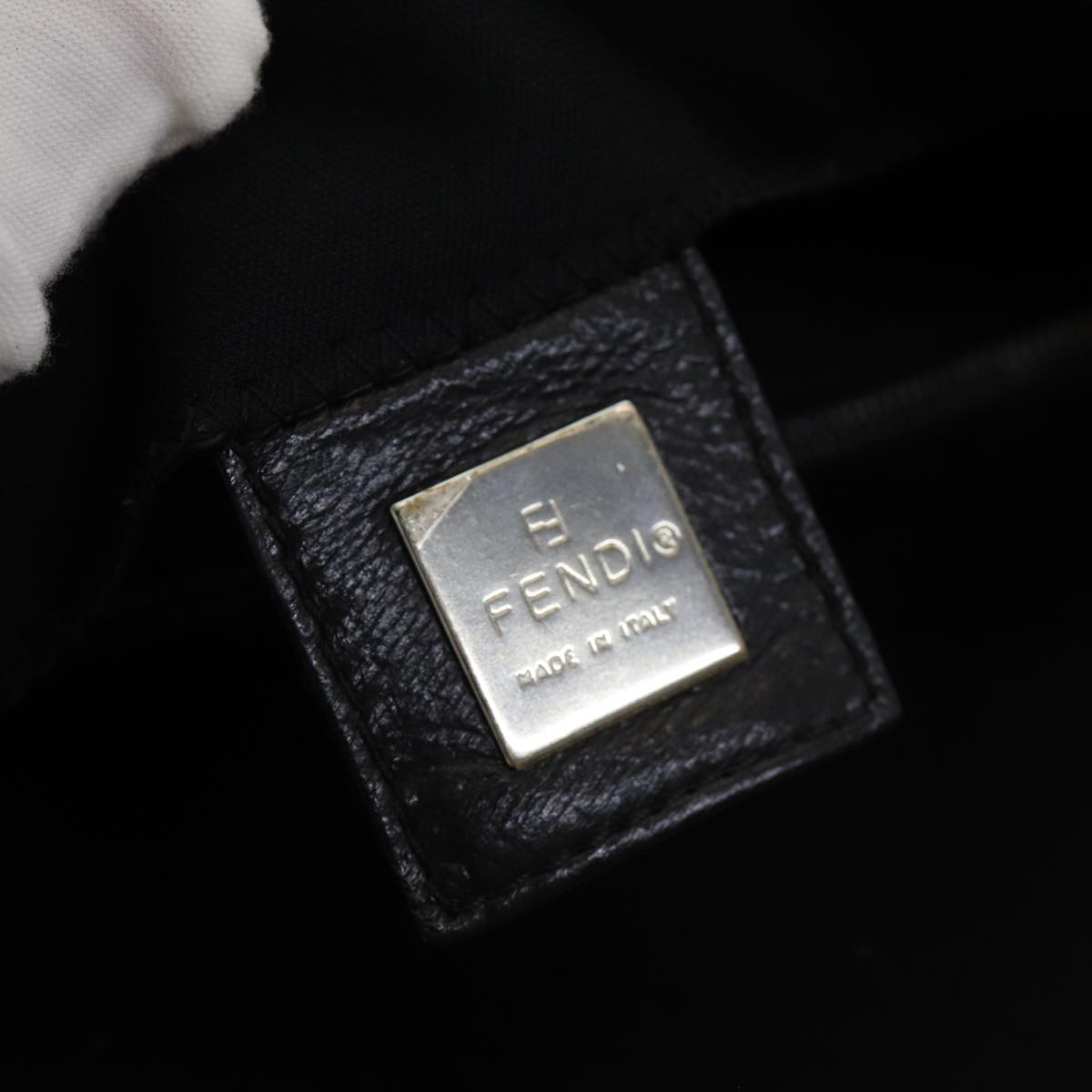 FENDI Mamma Baguette Shoulder Bag Nylon Black Silver ki4707