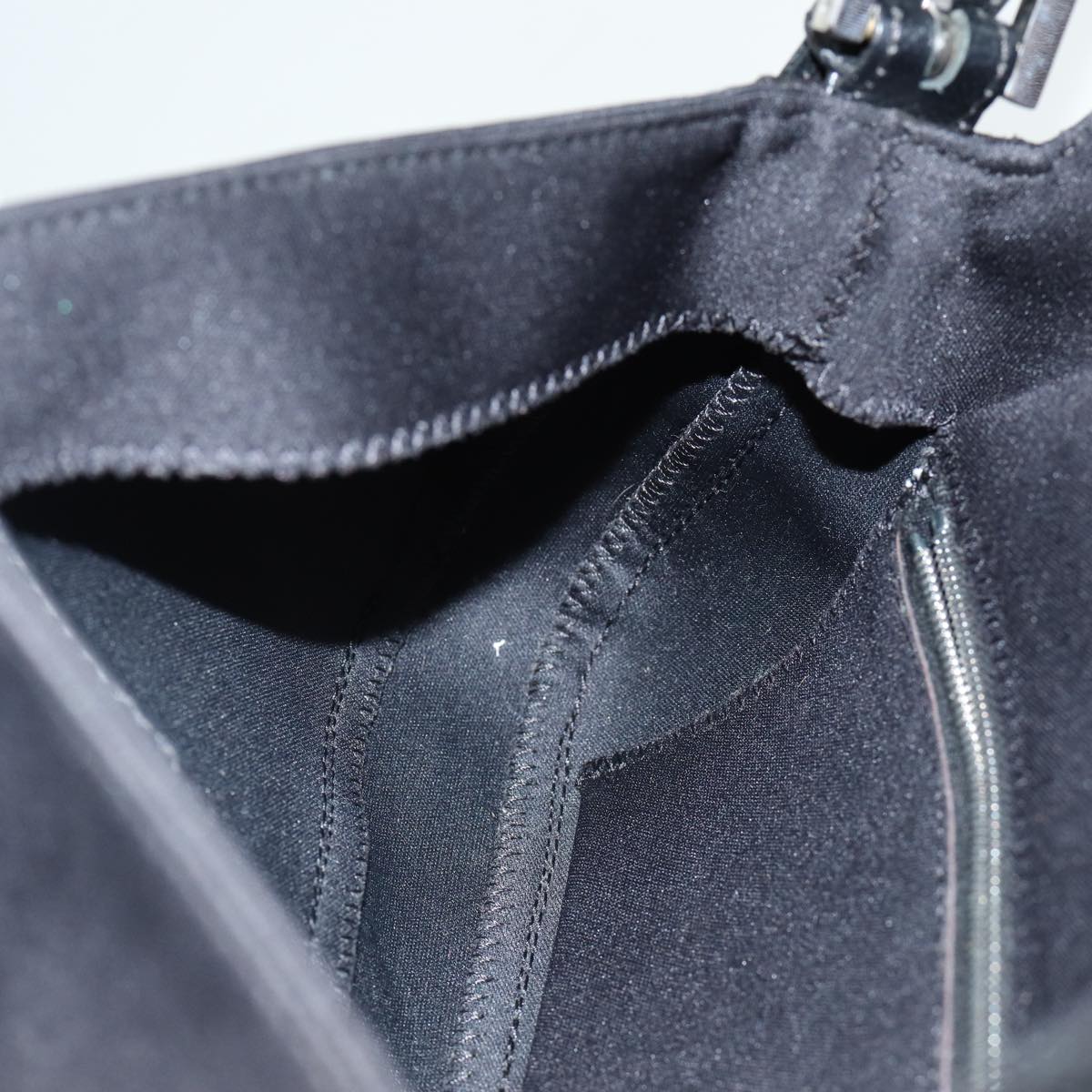 FENDI Mamma Baguette Shoulder Bag Nylon Black Silver ki4707