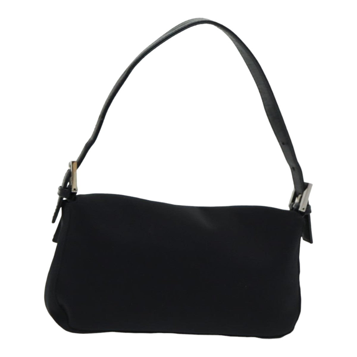FENDI Mamma Baguette Shoulder Bag Nylon Black Silver ki4707