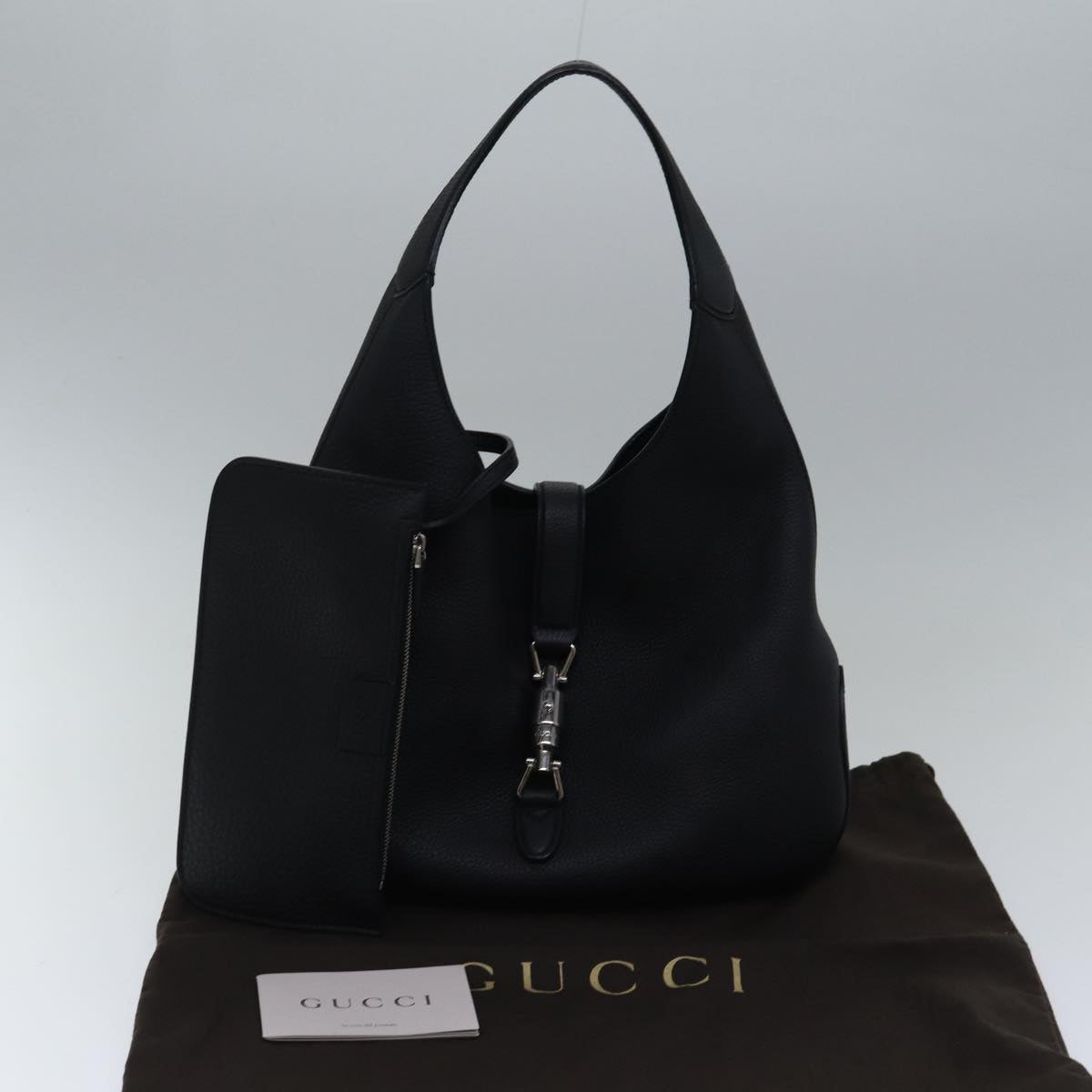 GUCCI New Jackie Shoulder Bag Leather Black ki4908