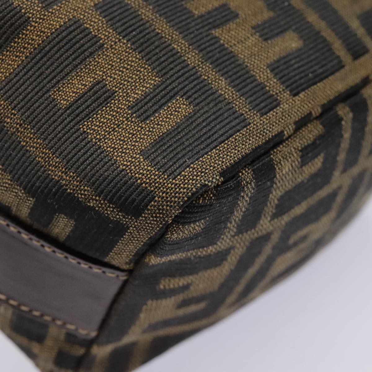 FENDI Zucca Canvas Pouch Brown Black gold ki4972