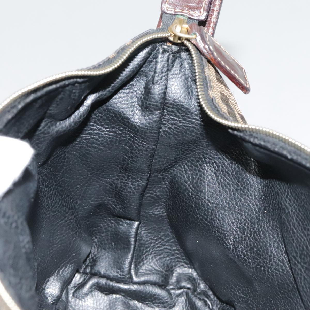FENDI Zucca Canvas Pouch Brown Black gold ki4972