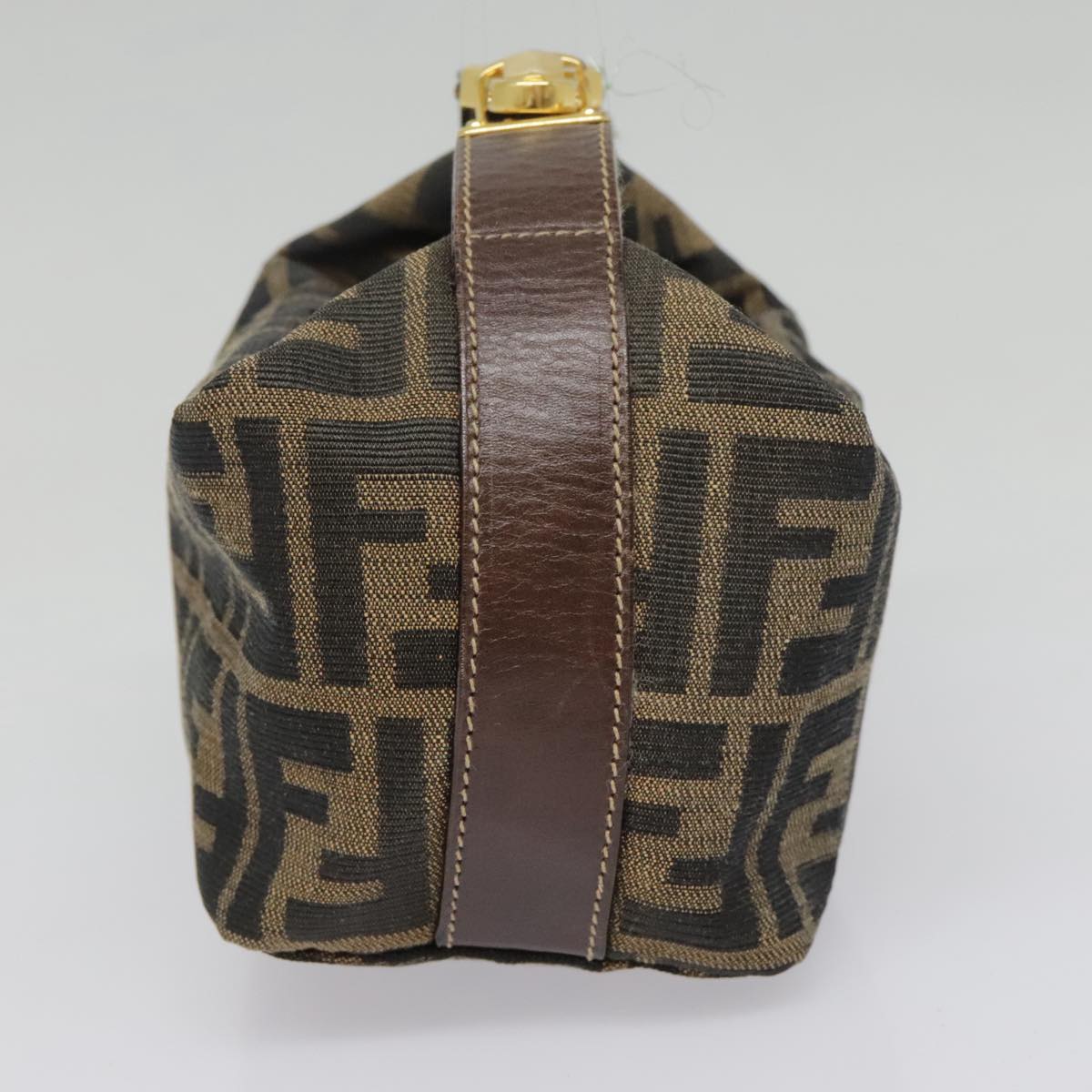 FENDI Zucca Canvas Pouch Brown Black gold ki4972