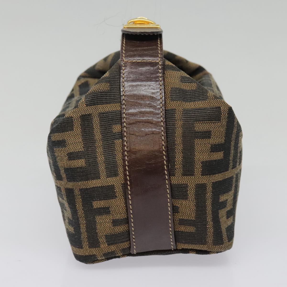 FENDI Zucca Canvas Pouch Brown Black gold ki4972