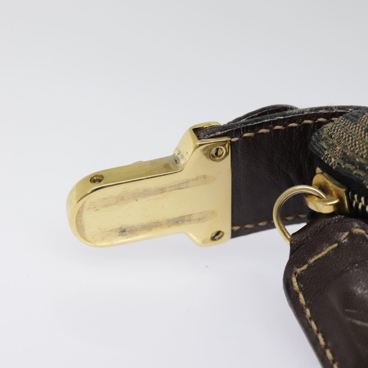 FENDI Zucca Canvas Pouch Brown Black gold ki4972