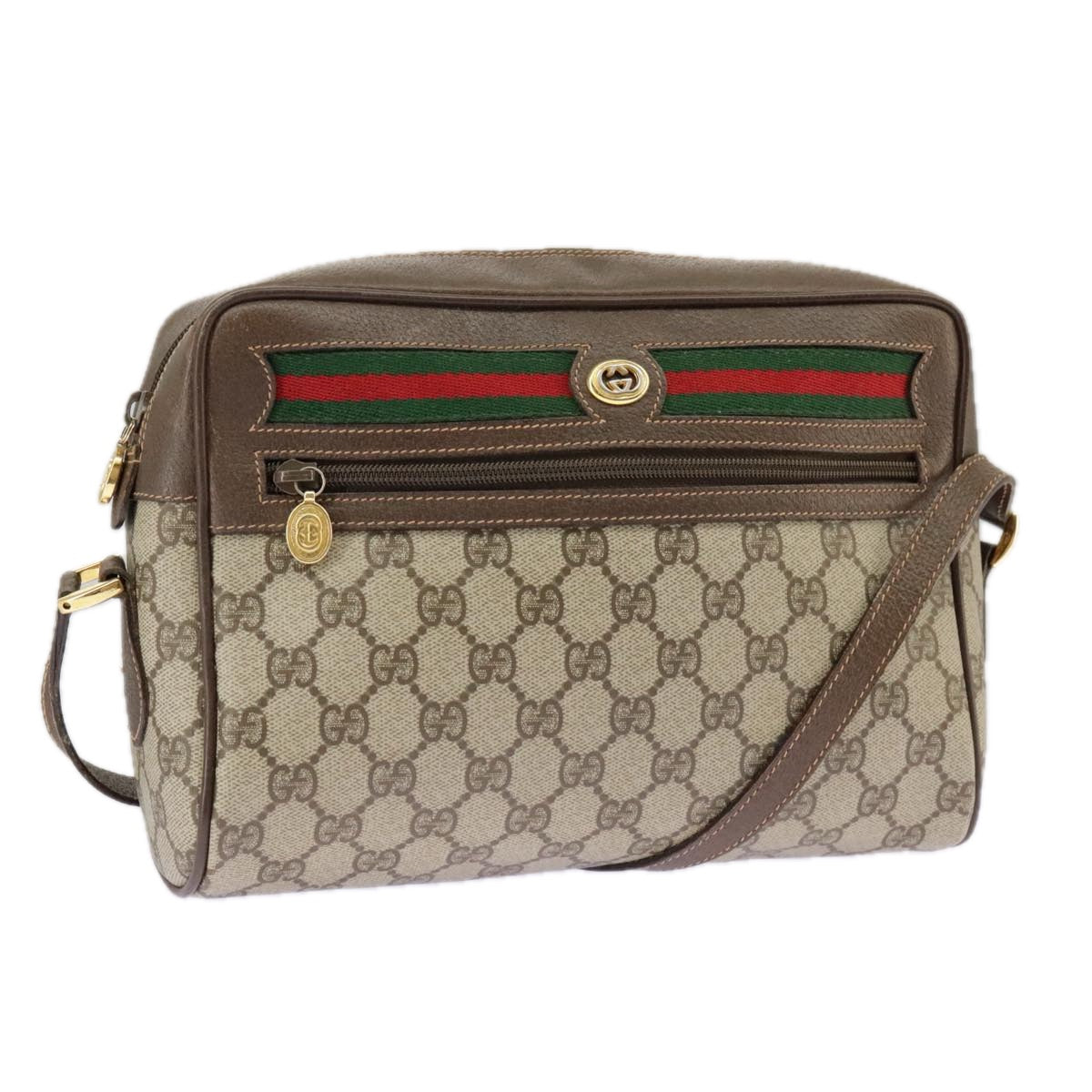 GUCCI GG Supreme Web Sherry Line Shoulder Bag PVC Beige 56 02 088 ki5034