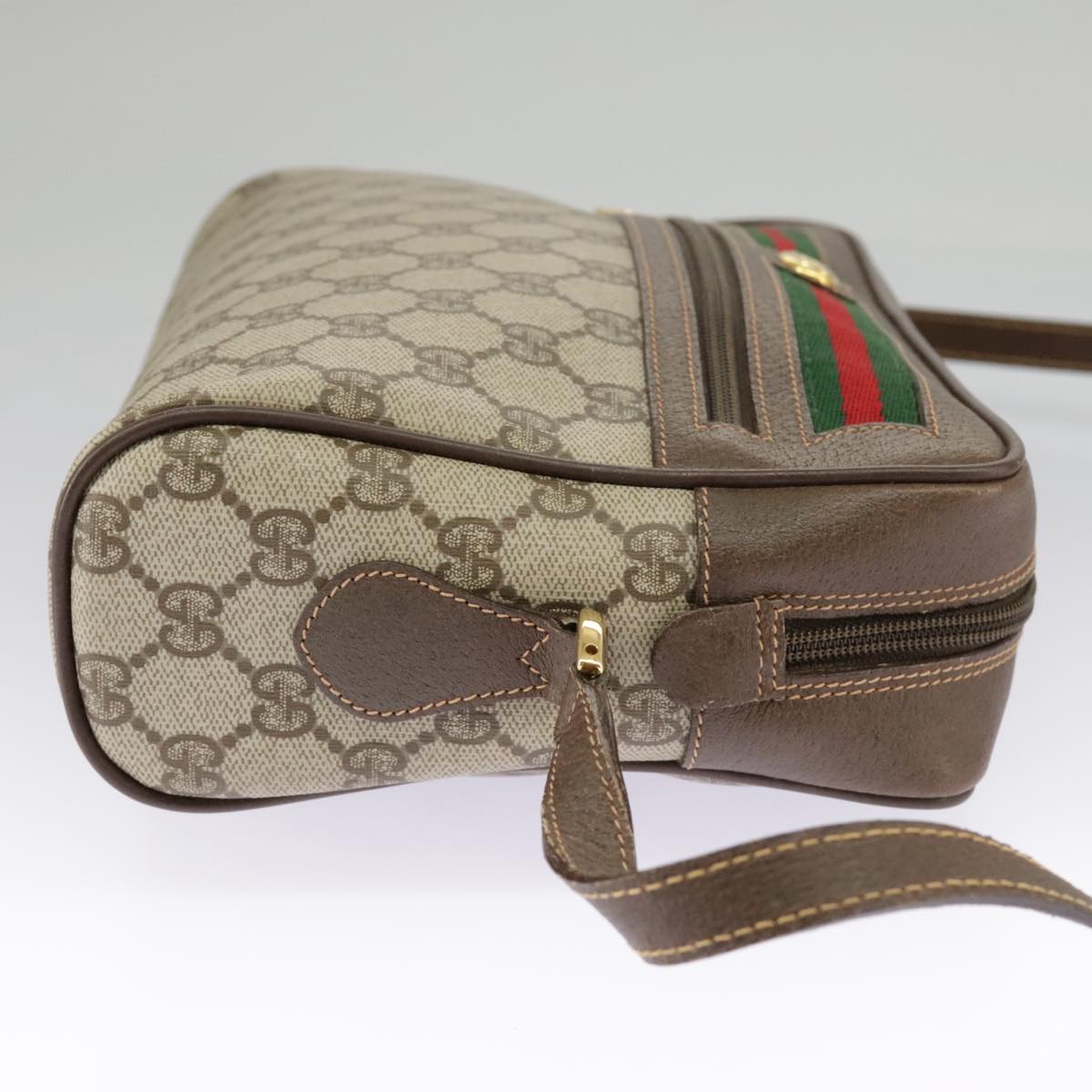GUCCI GG Supreme Web Sherry Line Shoulder Bag PVC Beige 56 02 088 ki5034