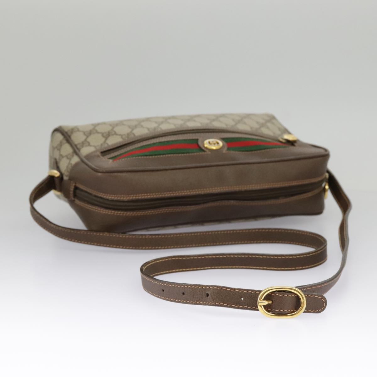 GUCCI GG Supreme Web Sherry Line Shoulder Bag PVC Beige 56 02 088 ki5034