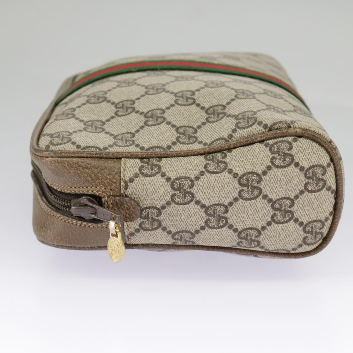GUCCI GG Supreme Web Sherry Line Clutch Bag PVC Beige Red 27 004 998 ki5038