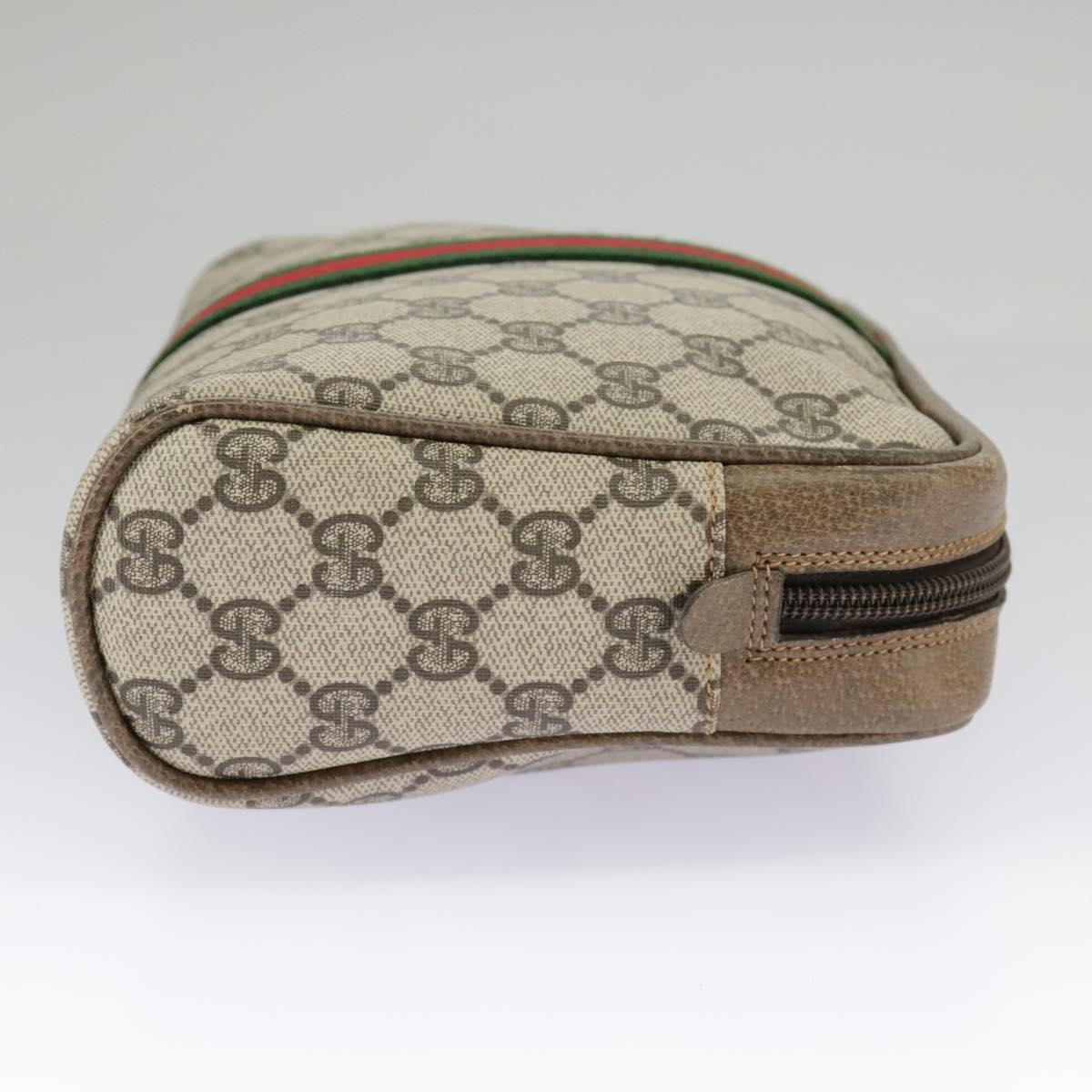 GUCCI GG Supreme Web Sherry Line Clutch Bag PVC Beige Red 27 004 998 ki5038