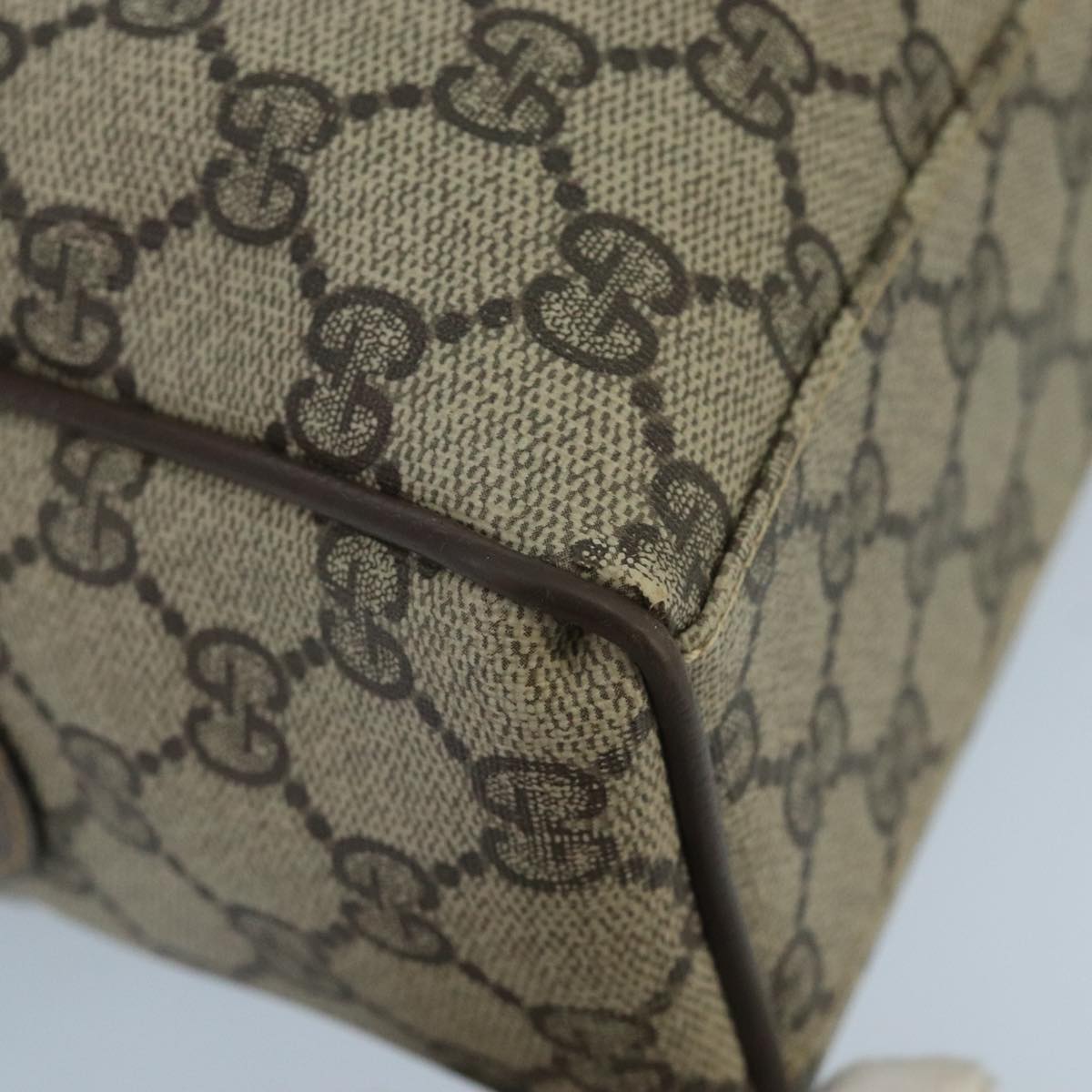 GUCCI GG Supreme Web Sherry Line Bag PVC 2way Beige 378 002 3839 ki5039