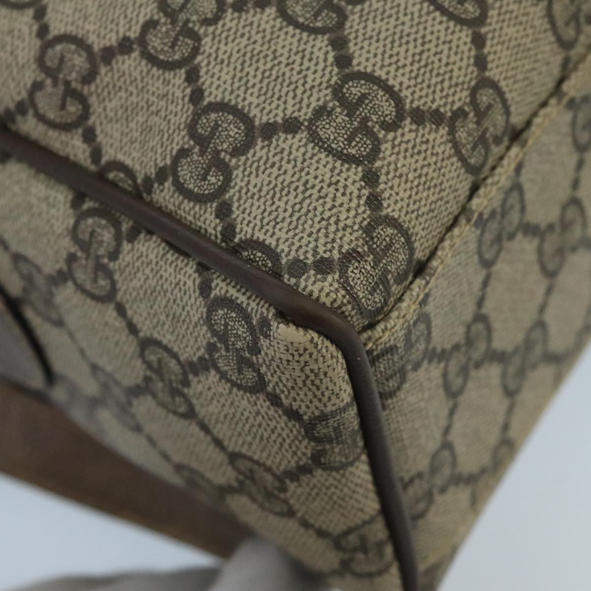 GUCCI GG Supreme Web Sherry Line Bag PVC 2way Beige 378 002 3839 ki5039