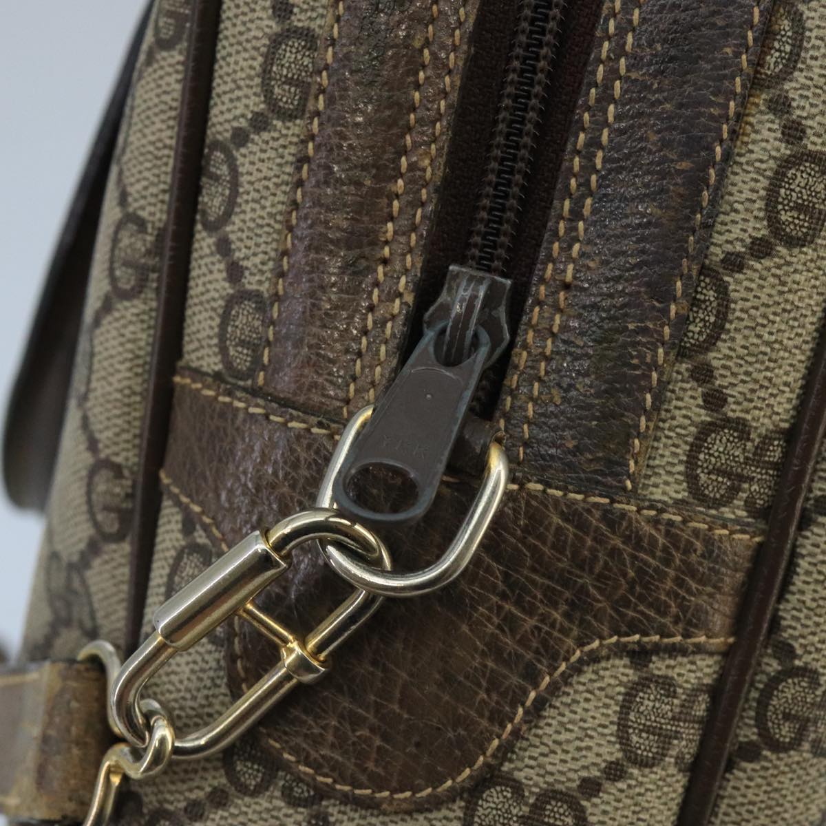 GUCCI GG Supreme Web Sherry Line Bag PVC 2way Beige 378 002 3839 ki5039