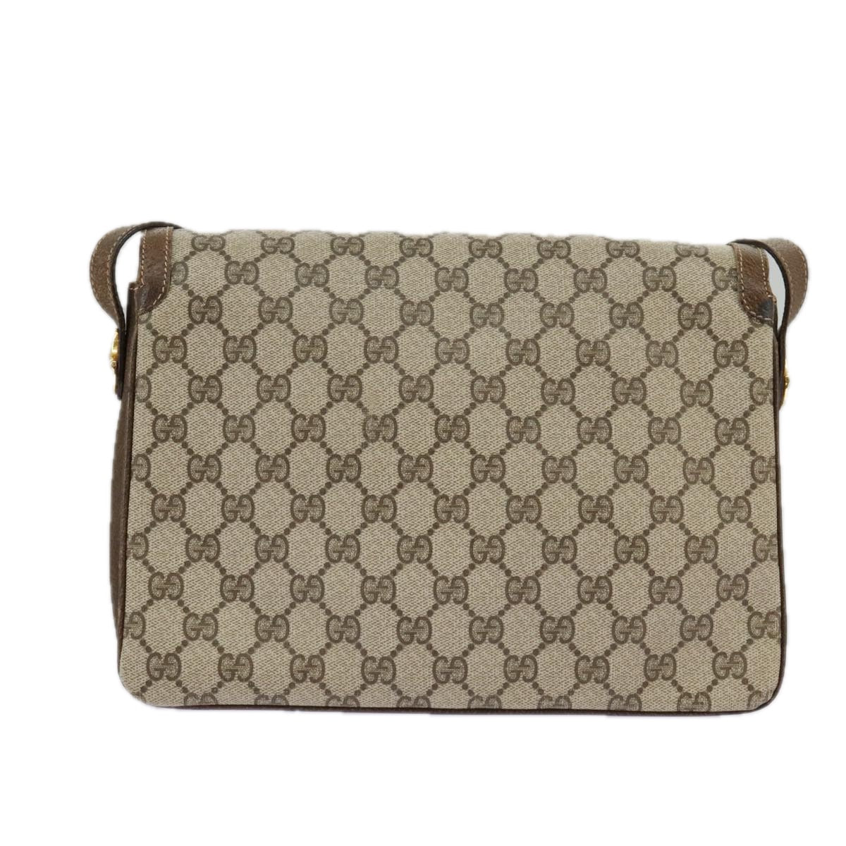 GUCCI GG Supreme Horsebit Shoulder Bag PVC Beige Gold ki5040