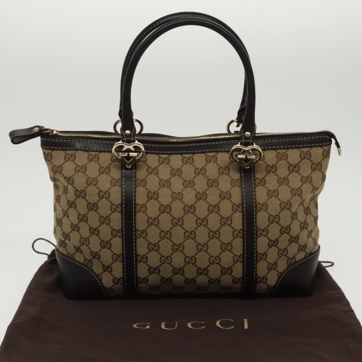 GUCCI GG Canvas Lovely Tote Bag Beige Gold 257069 ki5044