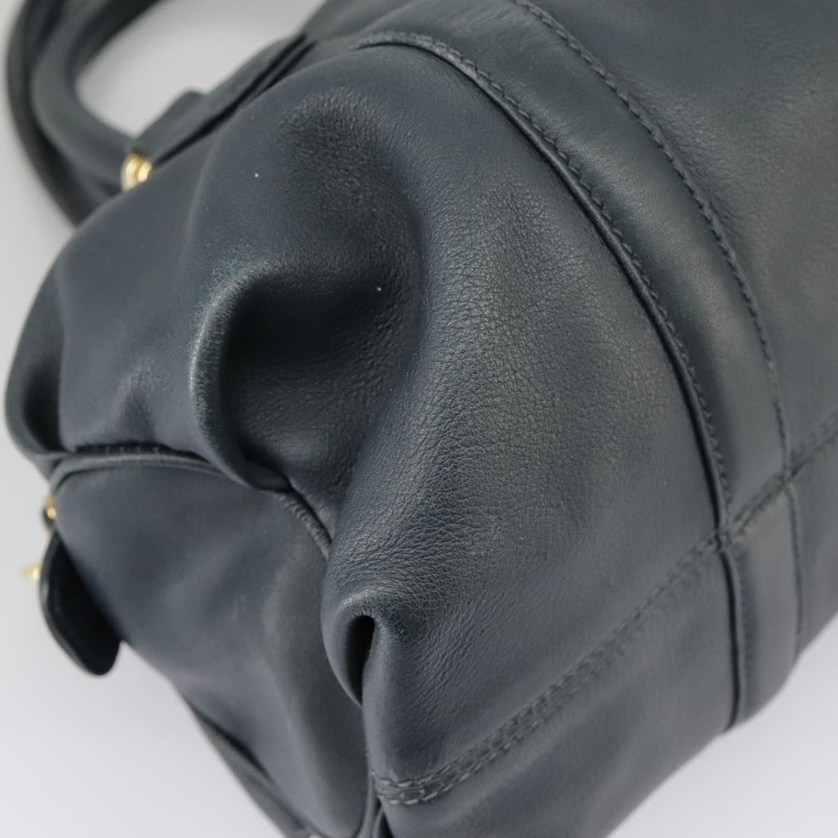 GUCCI Mini Boston Bag Leather Navy Gold ki5045